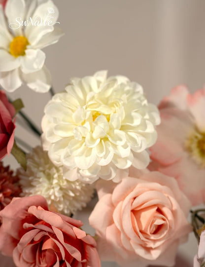 Artificial Flower Box Set Faux Flowers Fake Roses with Stems for DIY