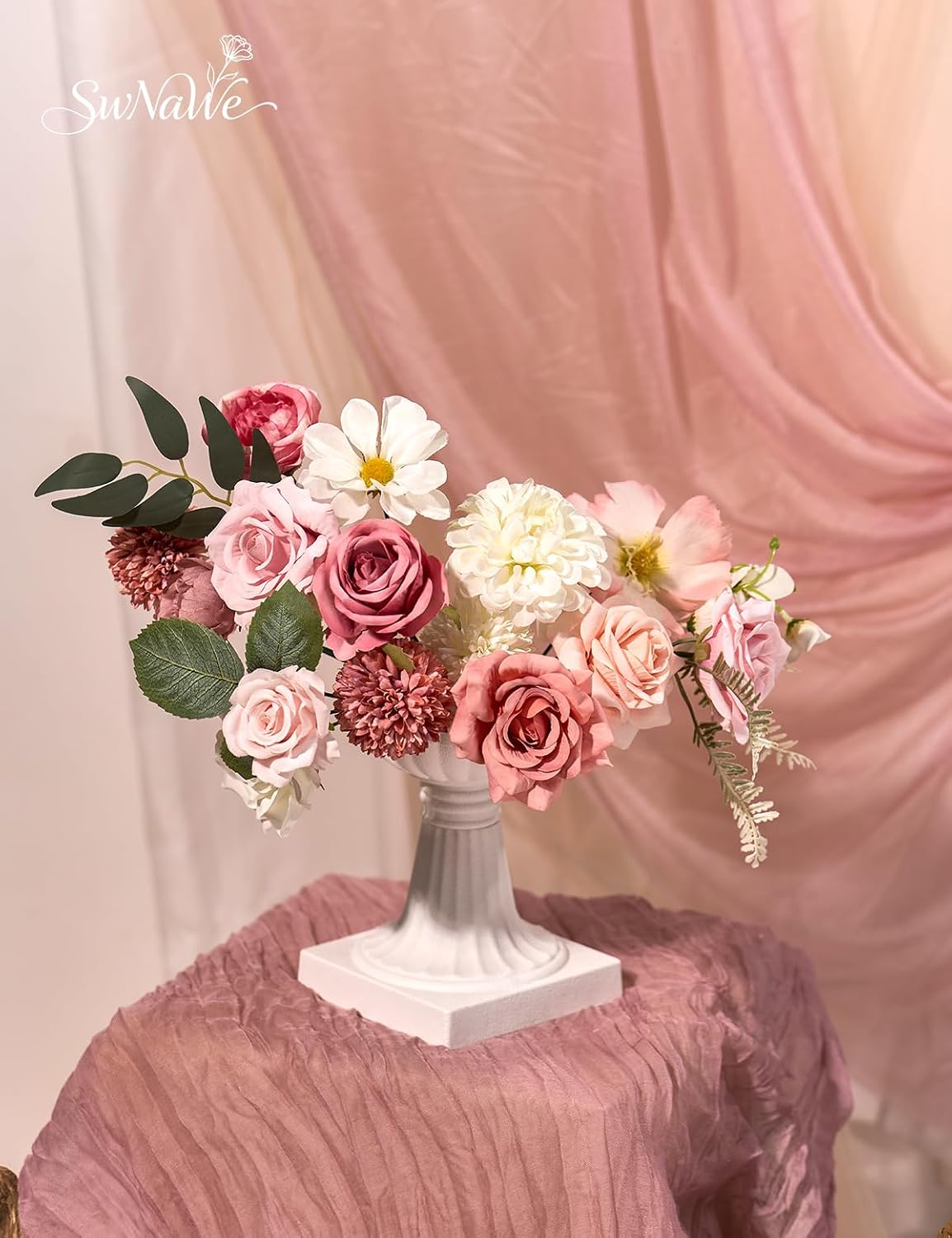 Artificial Flower Box Set Faux Flowers Fake Roses with Stems for DIY