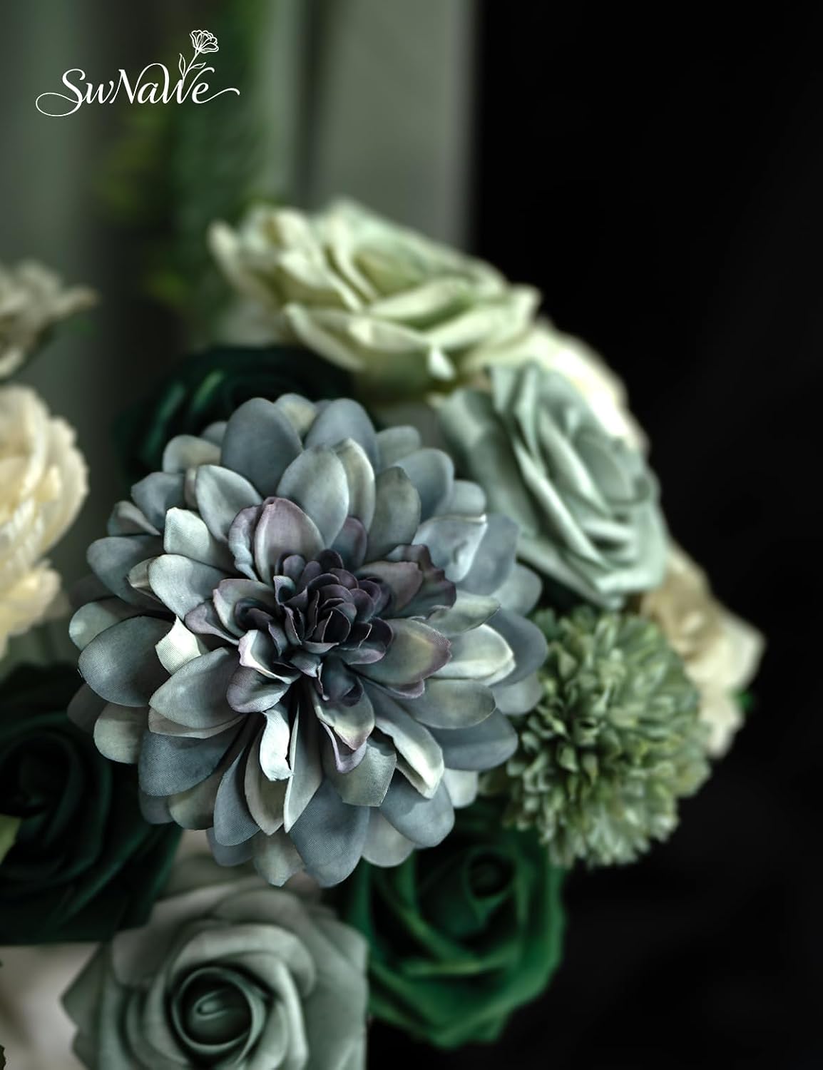 Artificial Flower Box Set Faux Flowers Fake Roses with Stems for DIY