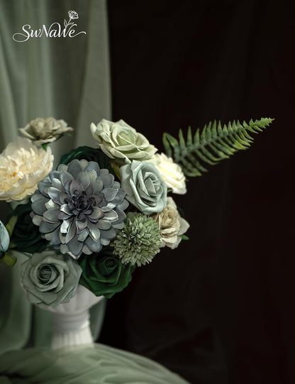 Artificial Flower Box Set Faux Flowers Fake Roses with Stems for DIY