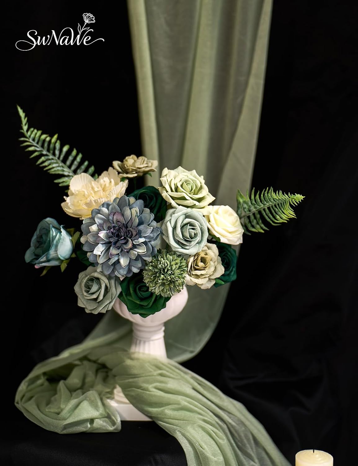 Artificial Flower Box Set Faux Flowers Fake Roses with Stems for DIY