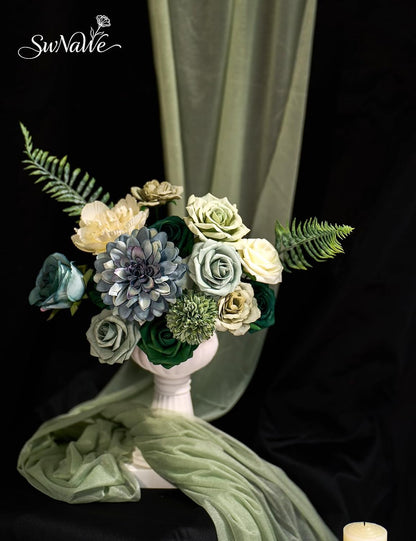 Artificial Flower Box Set Faux Flowers Fake Roses with Stems for DIY