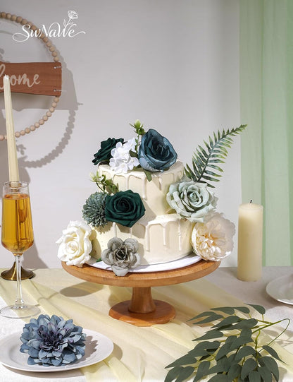 Artificial Flower Box Set Faux Flowers Fake Roses with Stems for DIY
