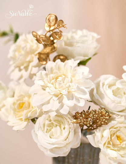 Artificial Flower Box Set Faux Flowers Fake Roses with Stems for DIY