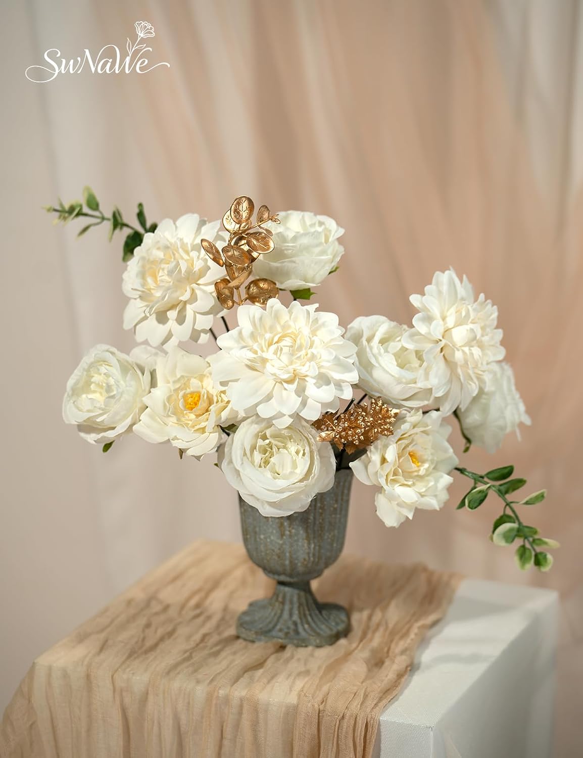 Artificial Flower Box Set Faux Flowers Fake Roses with Stems for DIY