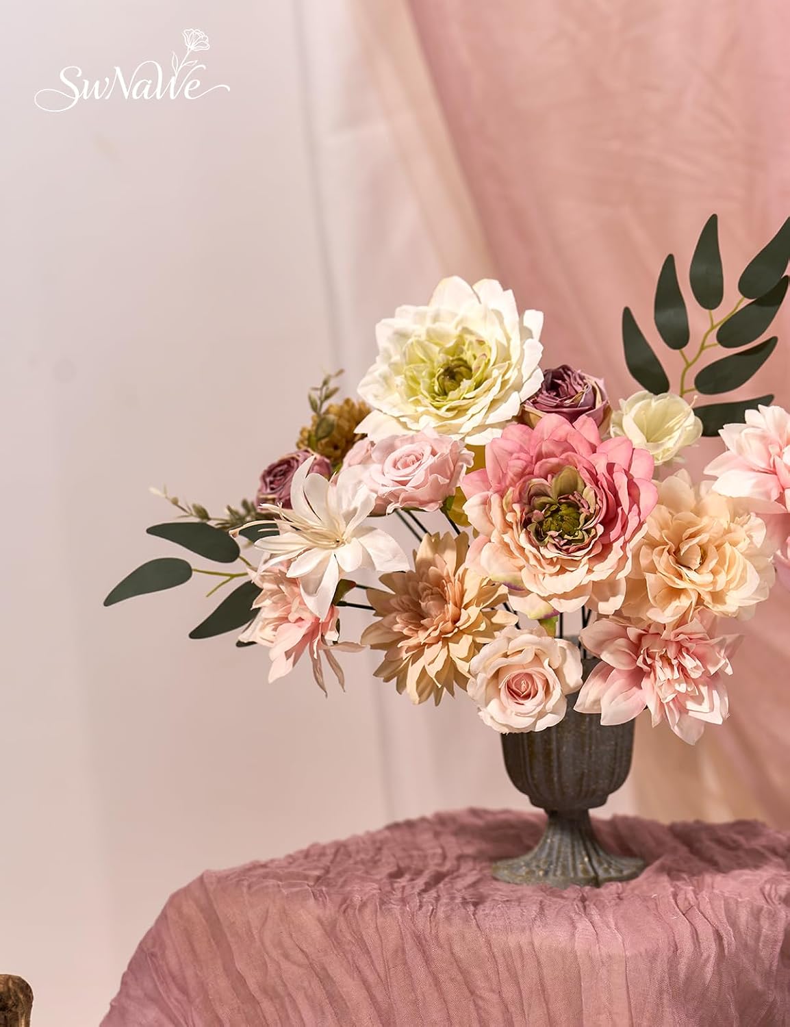 Artificial Flower Box Set Faux Flowers Fake Roses with Stems for DIY