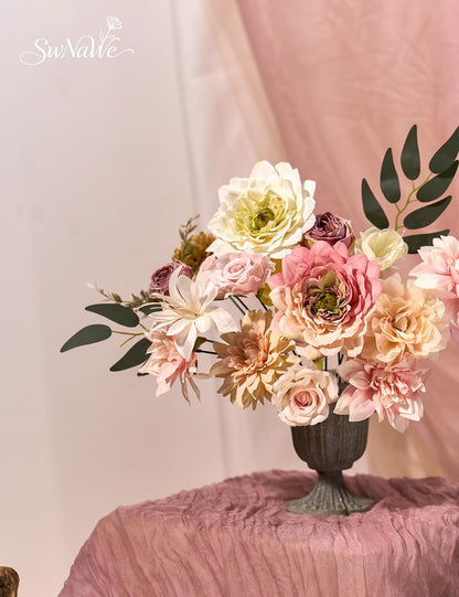 Artificial Flower Box Set Faux Flowers Fake Roses with Stems for DIY