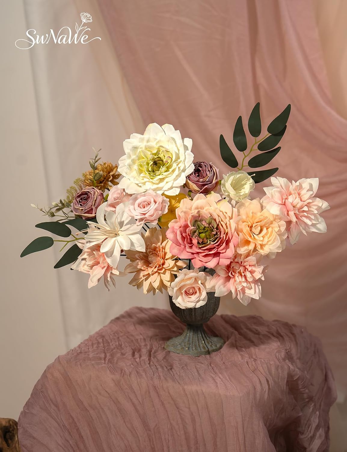 Artificial Flower Box Set Faux Flowers Fake Roses with Stems for DIY