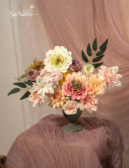 Artificial Flower Box Set Faux Flowers Fake Roses with Stems for DIY
