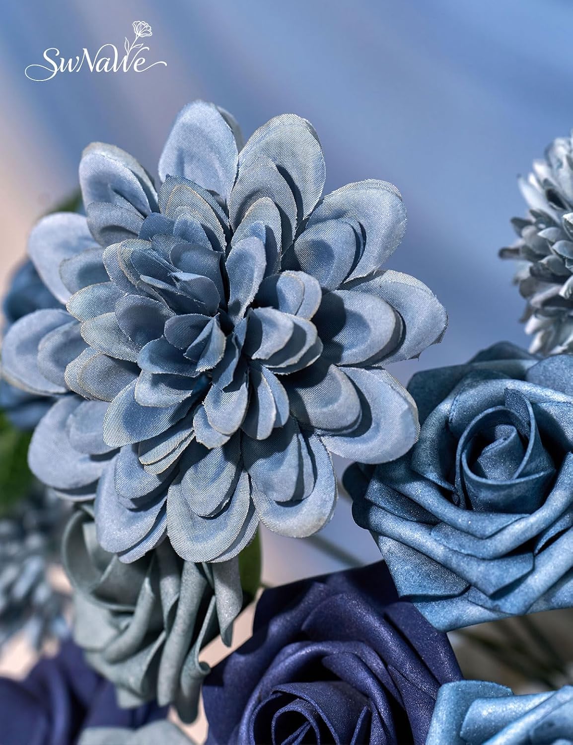 Artificial Flower Box Set Faux Flowers Fake Roses with Stems for DIY