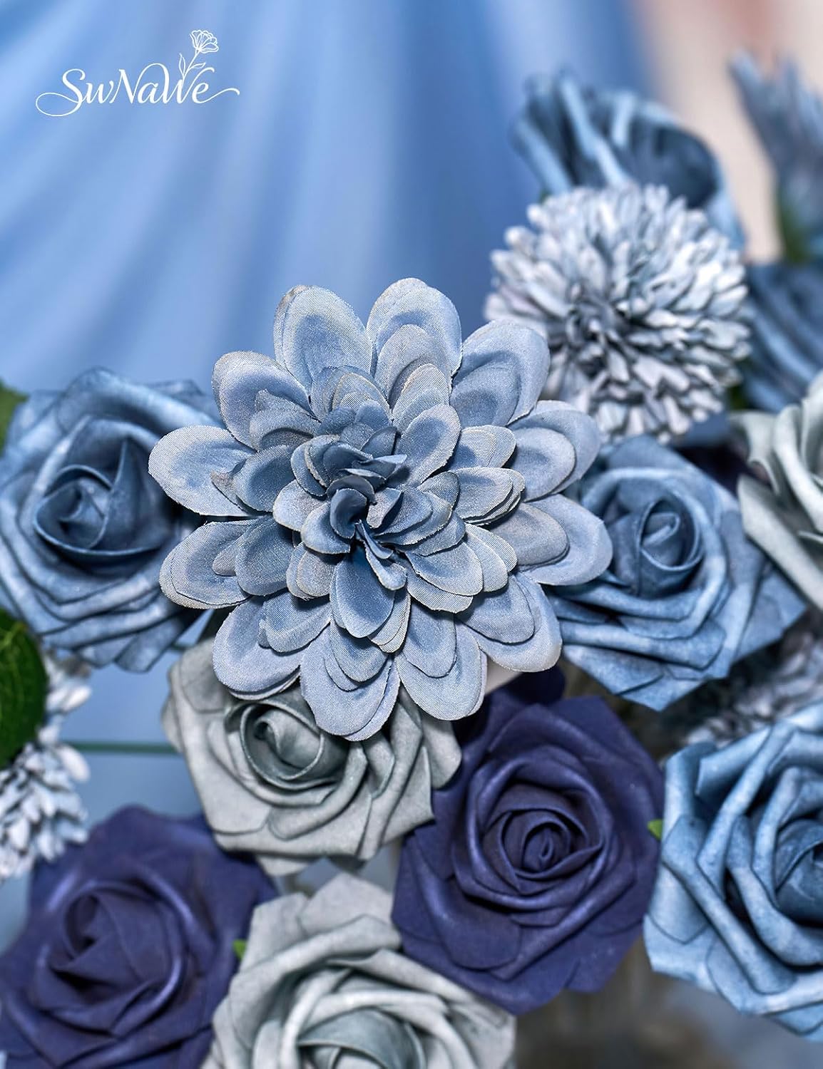 Artificial Flower Box Set Faux Flowers Fake Roses with Stems for DIY