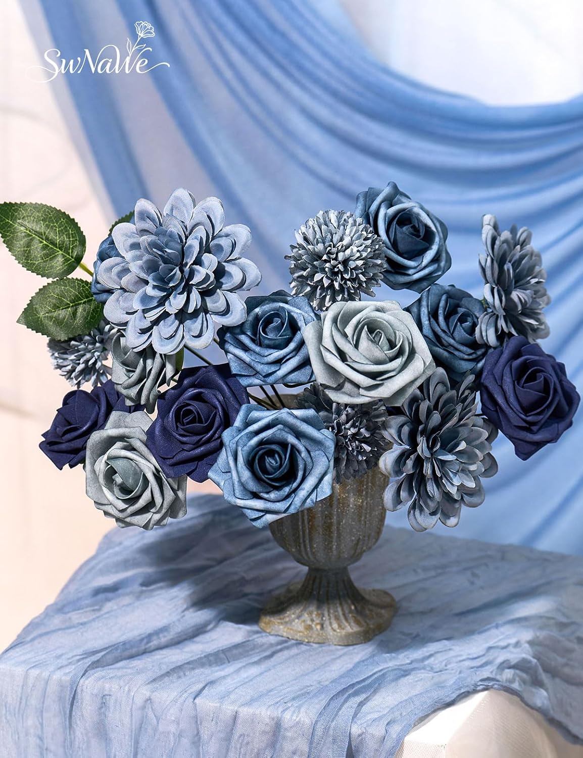 Artificial Flower Box Set Faux Flowers Fake Roses with Stems for DIY