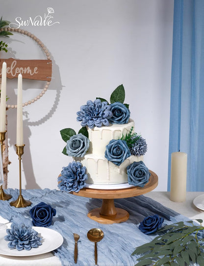 Artificial Flower Box Set Faux Flowers Fake Roses with Stems for DIY