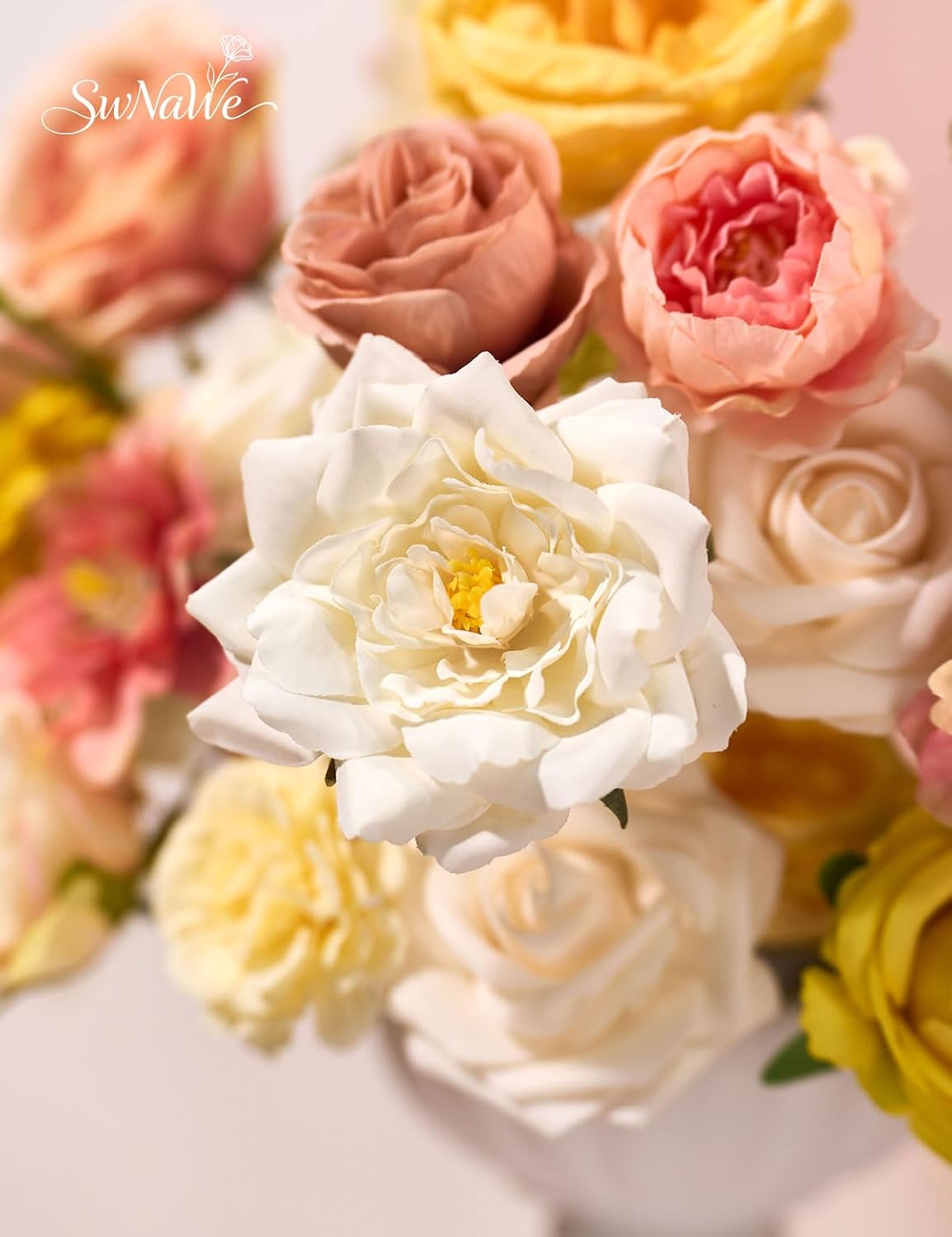 Artificial Flower Box Set Faux Flowers Fake Roses with Stems for DIY