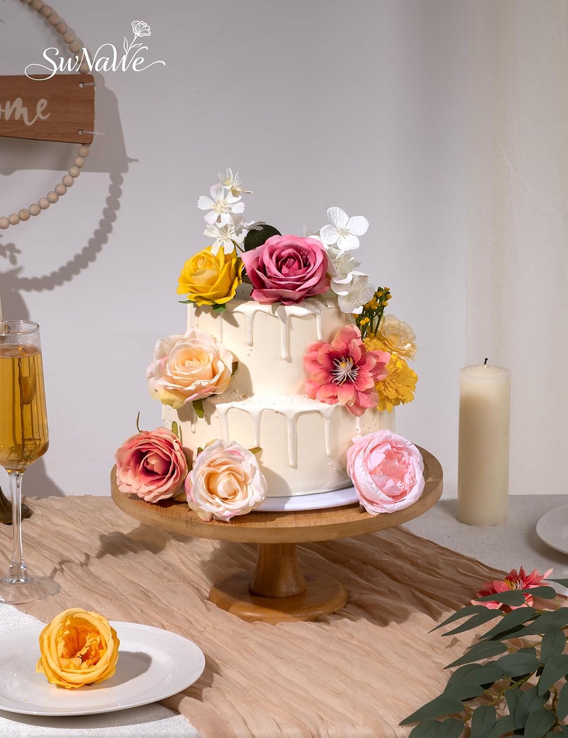 Artificial Flower Box Set Faux Flowers Fake Roses with Stems for DIY