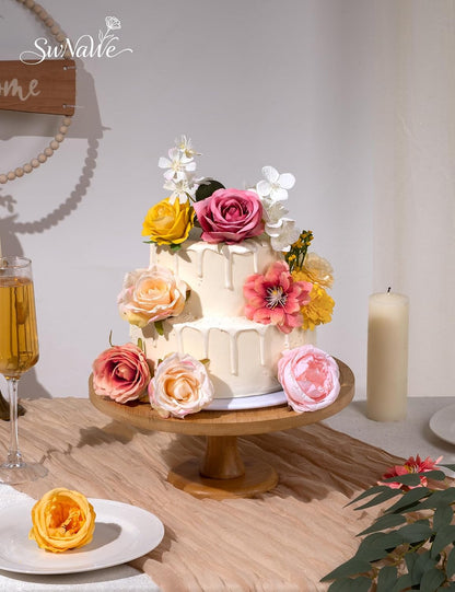 Artificial Flower Box Set Faux Flowers Fake Roses with Stems for DIY