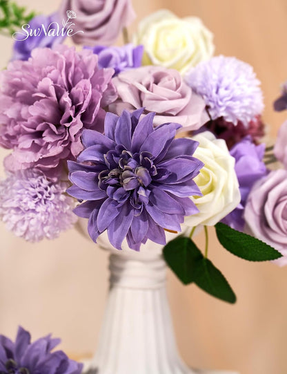 Artificial Flower Box Set Faux Flowers Fake Roses with Stems for DIY