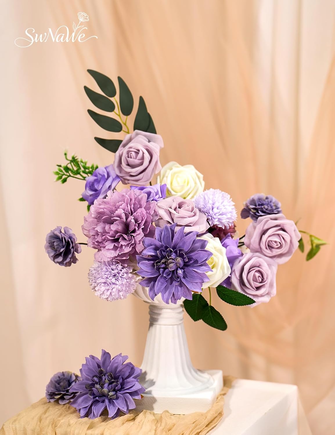 Artificial Flower Box Set Faux Flowers Fake Roses with Stems for DIY