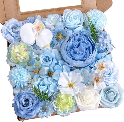 Artificial Flower Box Set Faux Flowers Fake Roses with Stems for DIY