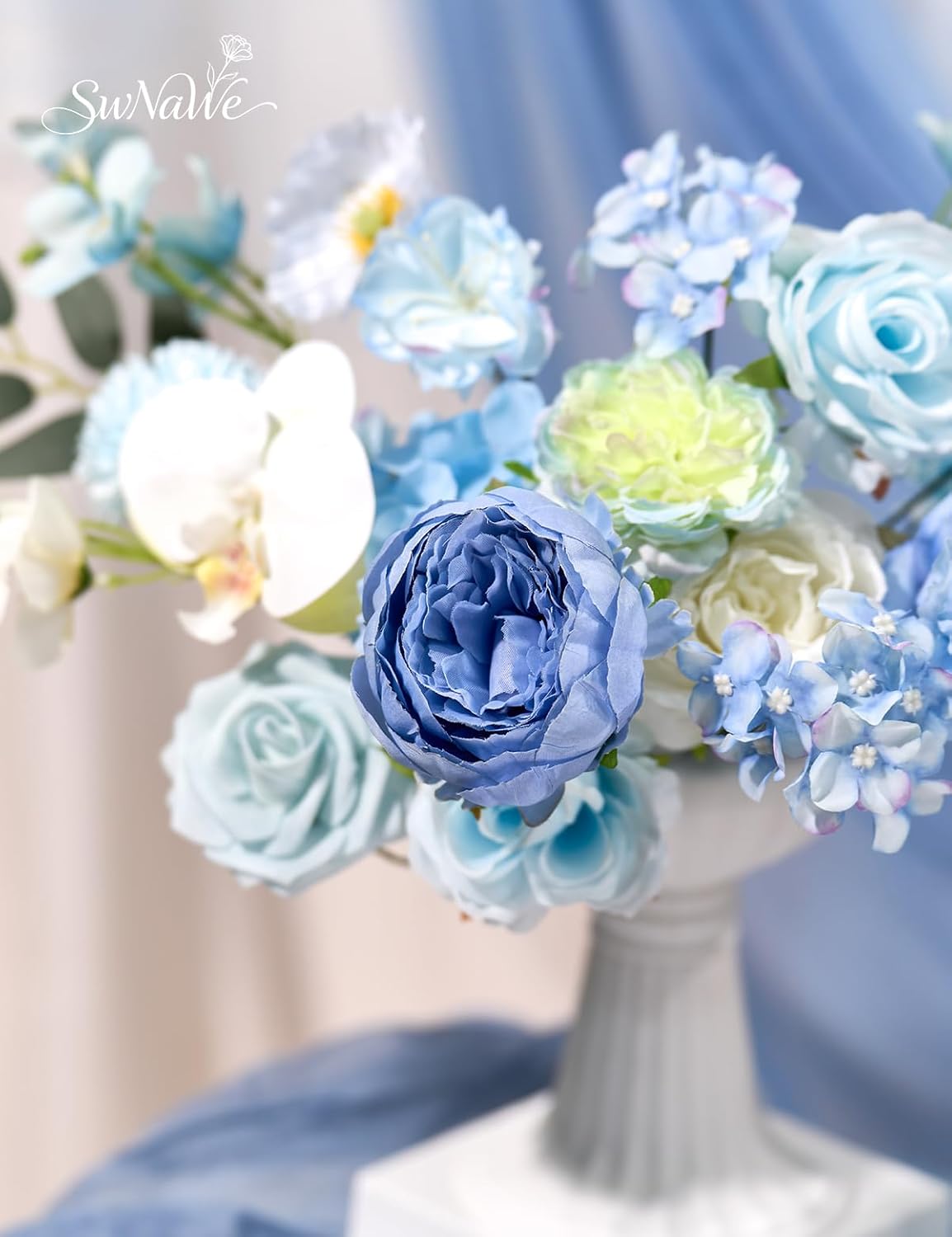 Artificial Flower Box Set Faux Flowers Fake Roses with Stems for DIY