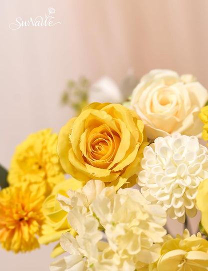 Artificial Flower Box Set Faux Flowers Fake Roses with Stems for DIY
