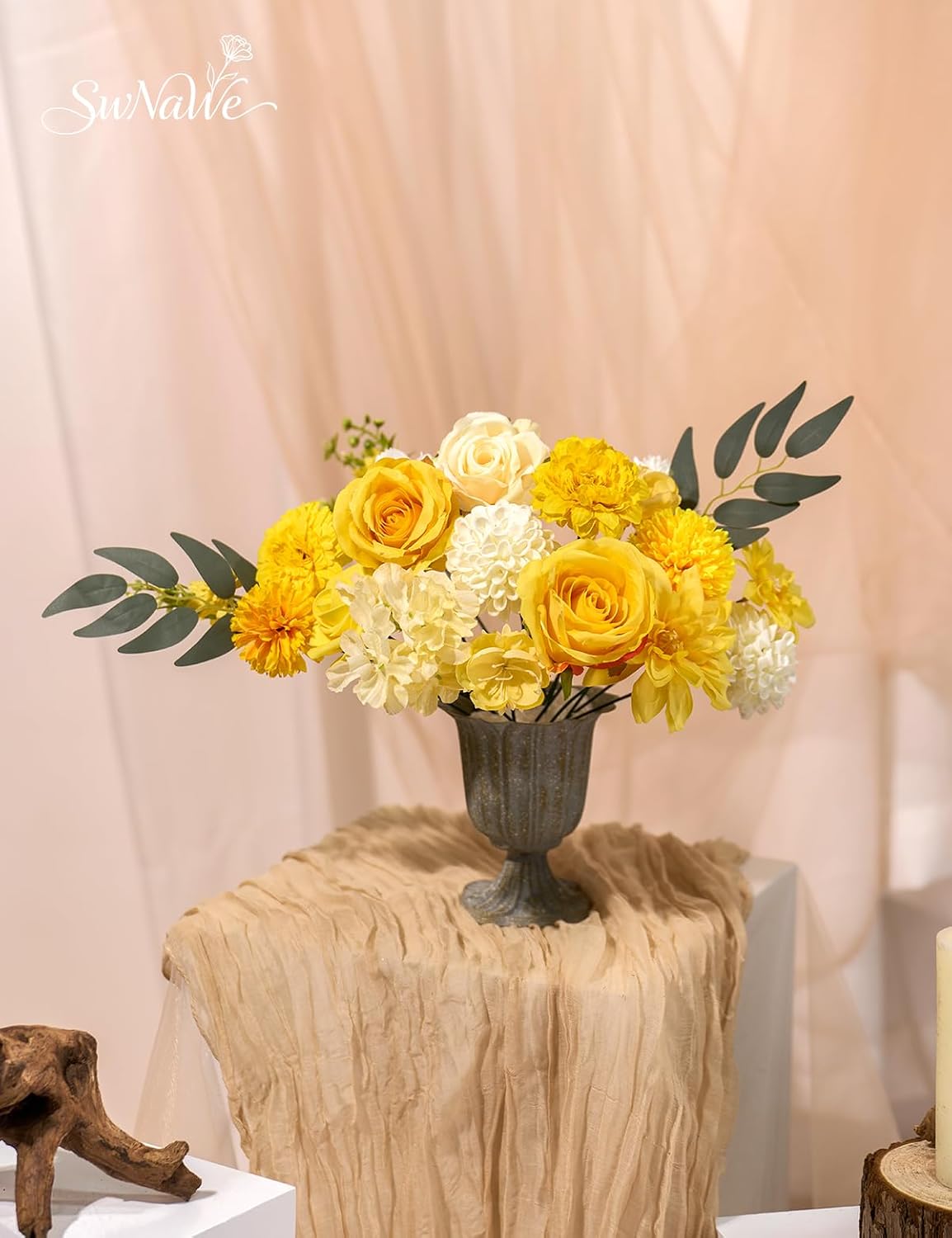 Artificial Flower Box Set Faux Flowers Fake Roses with Stems for DIY