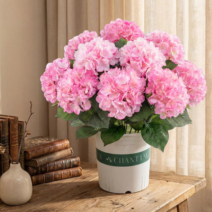 2 Pack Artificial Hydrangea Flowers in Pot, 20 Inch Faux Silk Hydrangea Arrangement, Gradient Purple Potted Fake Flowers for Table Centerpiece, Home, Wedding, Entryway Decor(Pink)
