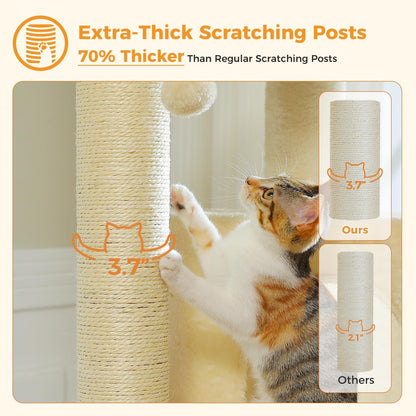 Cactus Cat Tree for Adult Cats with Super Large Top Perch, 56.3" Cat Tower for Cats with Plush Hammock, Dangling Pompom, Cat Scratching Posts and 2 Condos, Green House