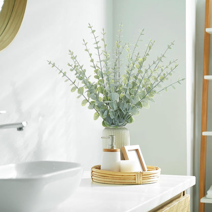 18pcs Eucalyptus Stems Greenery Stems Fake Leaves Artificial Dried Flowers Bouquet Faux Branches Centerpiece Flores Plants for Home Party Decor Wedding Decoration