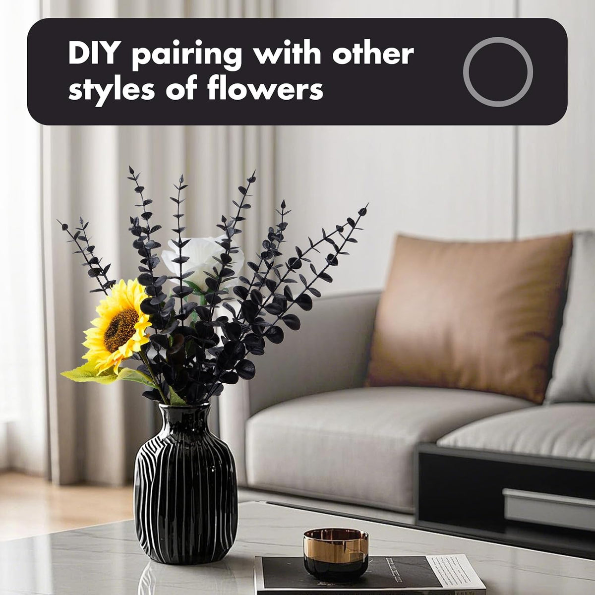 18pcs Eucalyptus Stems Greenery Stems Fake Leaves Artificial Dried Flowers Bouquet Faux Branches Centerpiece Flores Plants for Home Party Decor Wedding Decoration