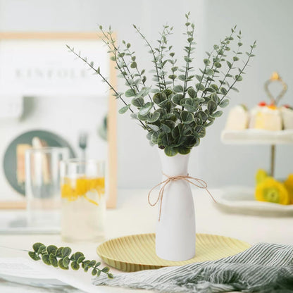 18pcs Eucalyptus Stems Greenery Stems Fake Leaves Artificial Dried Flowers Bouquet Faux Branches Centerpiece Flores Plants for Home Party Decor Wedding Decoration