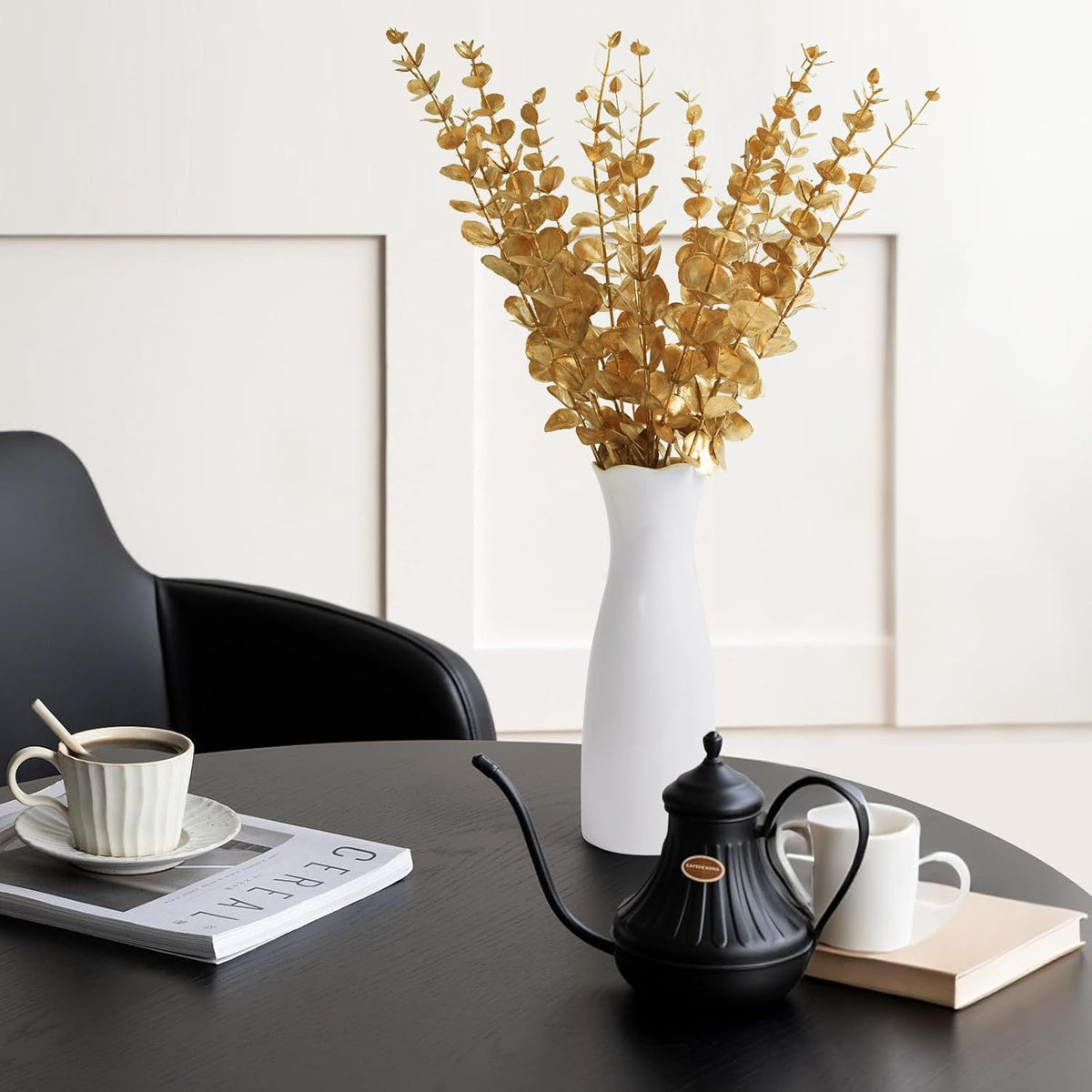 18pcs Eucalyptus Stems Greenery Stems Fake Leaves Artificial Dried Flowers Bouquet Faux Branches Centerpiece Flores Plants for Home Party Decor Wedding Decoration
