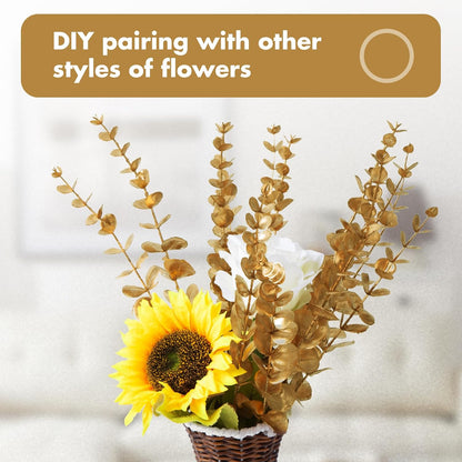 18pcs Eucalyptus Stems Greenery Stems Fake Leaves Artificial Dried Flowers Bouquet Faux Branches Centerpiece Flores Plants for Home Party Decor Wedding Decoration