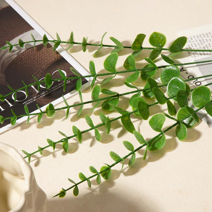 18pcs Eucalyptus Stems Greenery Stems Fake Leaves Artificial Dried Flowers Bouquet Faux Branches Centerpiece Flores Plants for Home Party Decor Wedding Decoration