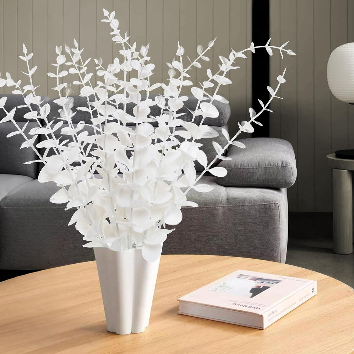 18pcs Eucalyptus Stems Greenery Stems Fake Leaves Artificial Dried Flowers Bouquet Faux Branches Centerpiece Flores Plants for Home Party Decor Wedding Decoration