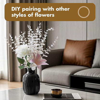 18pcs Eucalyptus Stems Greenery Stems Fake Leaves Artificial Dried Flowers Bouquet Faux Branches Centerpiece Flores Plants for Home Party Decor Wedding Decoration