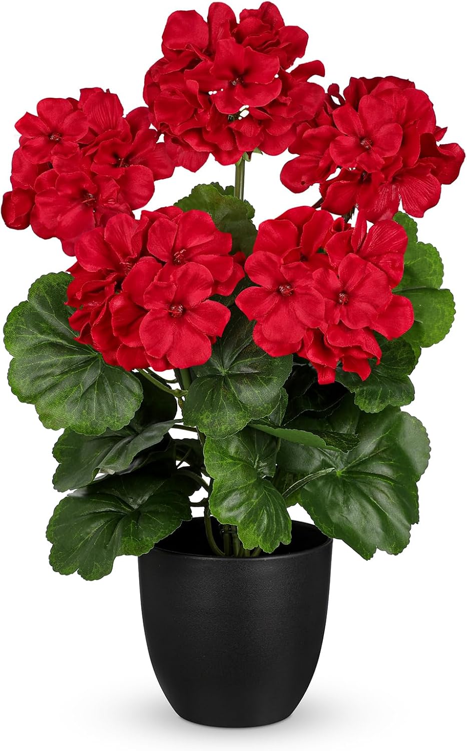 Artificial Geranium Potted Plant – 16” Tall, Realistic Silk Flowers with Vibrant Green Leaves, Pink White Geraniums Fake Flowers for Outdoors Home Décor, Wedding Farmhouse Office Tables Decor