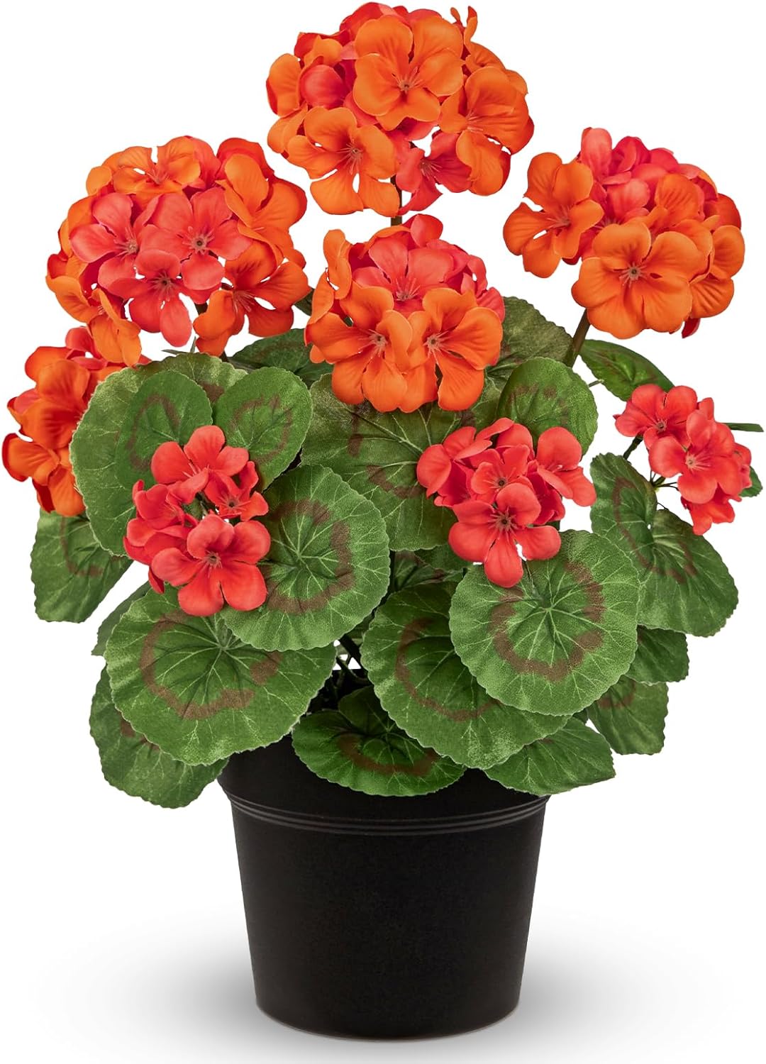 Artificial Geranium Potted Plant – 16” Tall, Realistic Silk Flowers with Vibrant Green Leaves, Pink White Geraniums Fake Flowers for Outdoors Home Décor, Wedding Farmhouse Office Tables Decor
