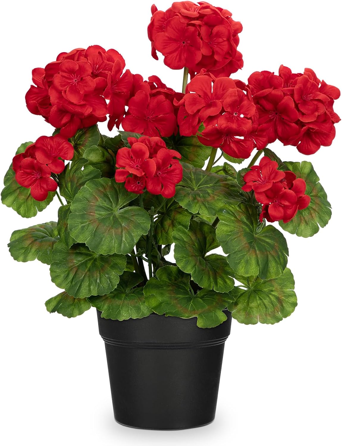 Artificial Geranium Potted Plant – 16” Tall, Realistic Silk Flowers with Vibrant Green Leaves, Pink White Geraniums Fake Flowers for Outdoors Home Décor, Wedding Farmhouse Office Tables Decor