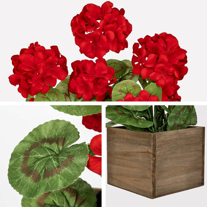 Artificial Geranium Potted Plant – 16” Tall, Realistic Silk Flowers with Vibrant Green Leaves, Pink White Geraniums Fake Flowers for Outdoors Home Décor, Wedding Farmhouse Office Tables Decor