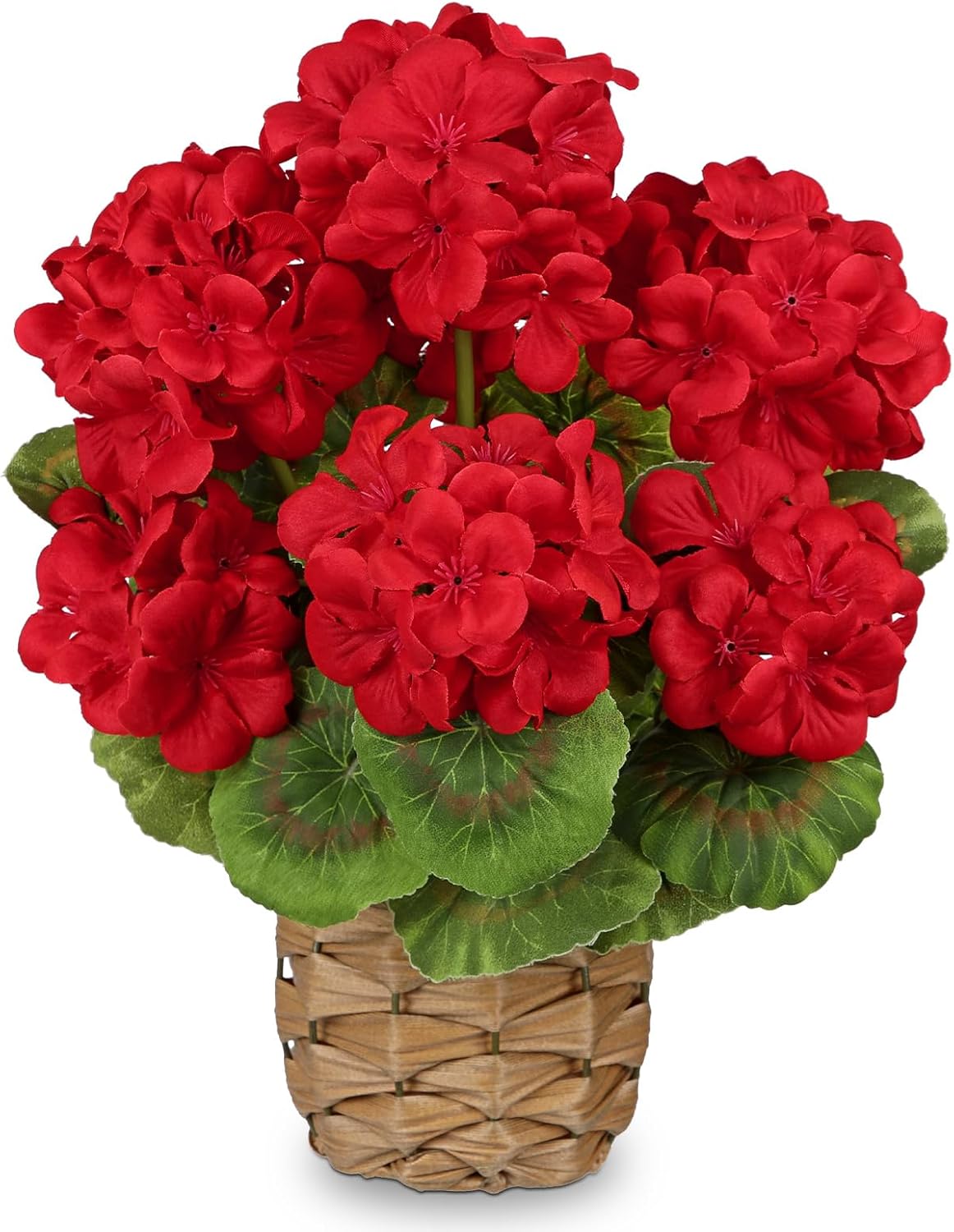 Artificial Geranium Potted Plant – 16” Tall, Realistic Silk Flowers with Vibrant Green Leaves, Pink White Geraniums Fake Flowers for Outdoors Home Décor, Wedding Farmhouse Office Tables Decor