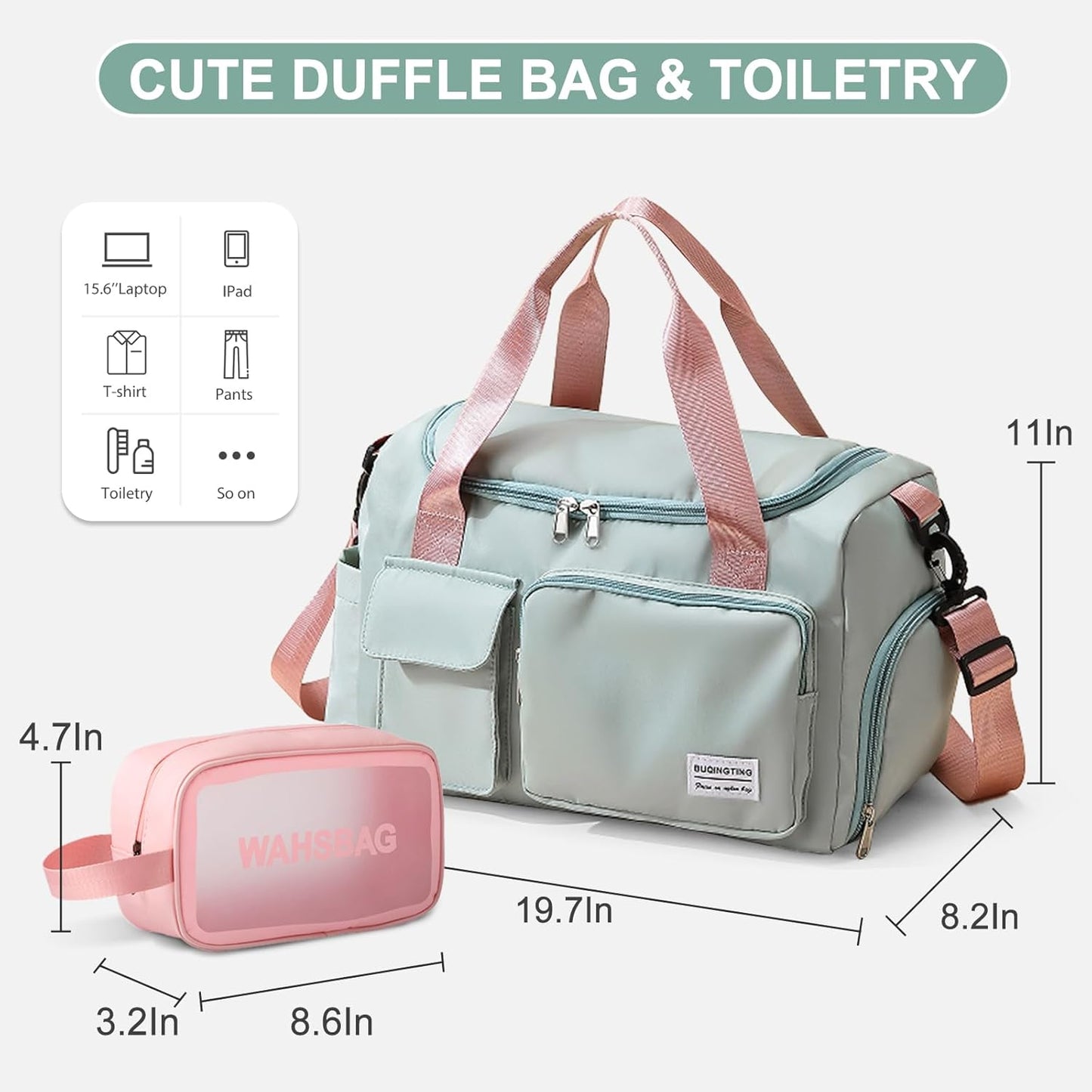 Small Gym Bag for Women, Travel Duffle Bag Carry On Weekender Bag with Shoe Compartment - Colors A