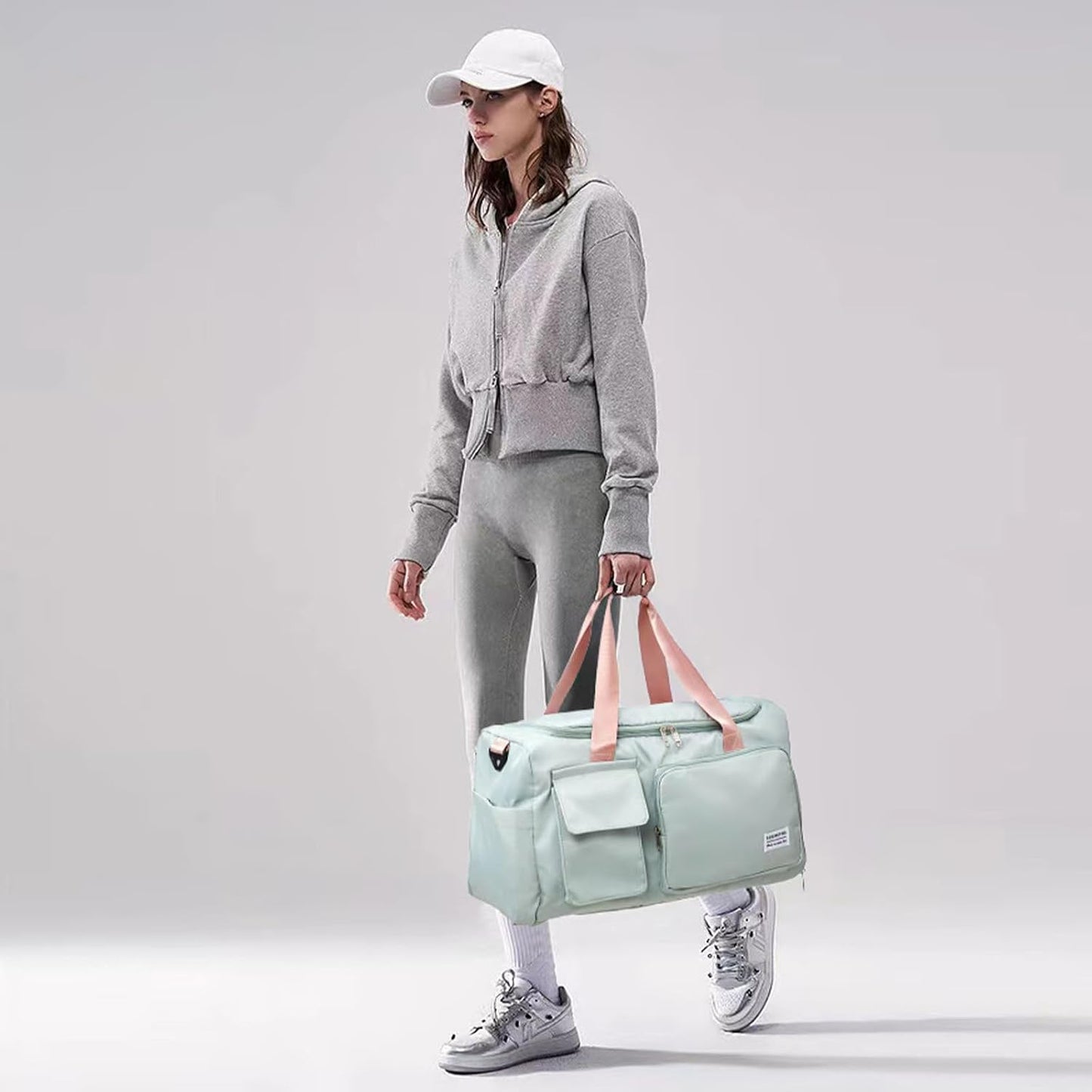 Small Gym Bag for Women, Travel Duffle Bag Carry On Weekender Bag with Shoe Compartment - Colors A