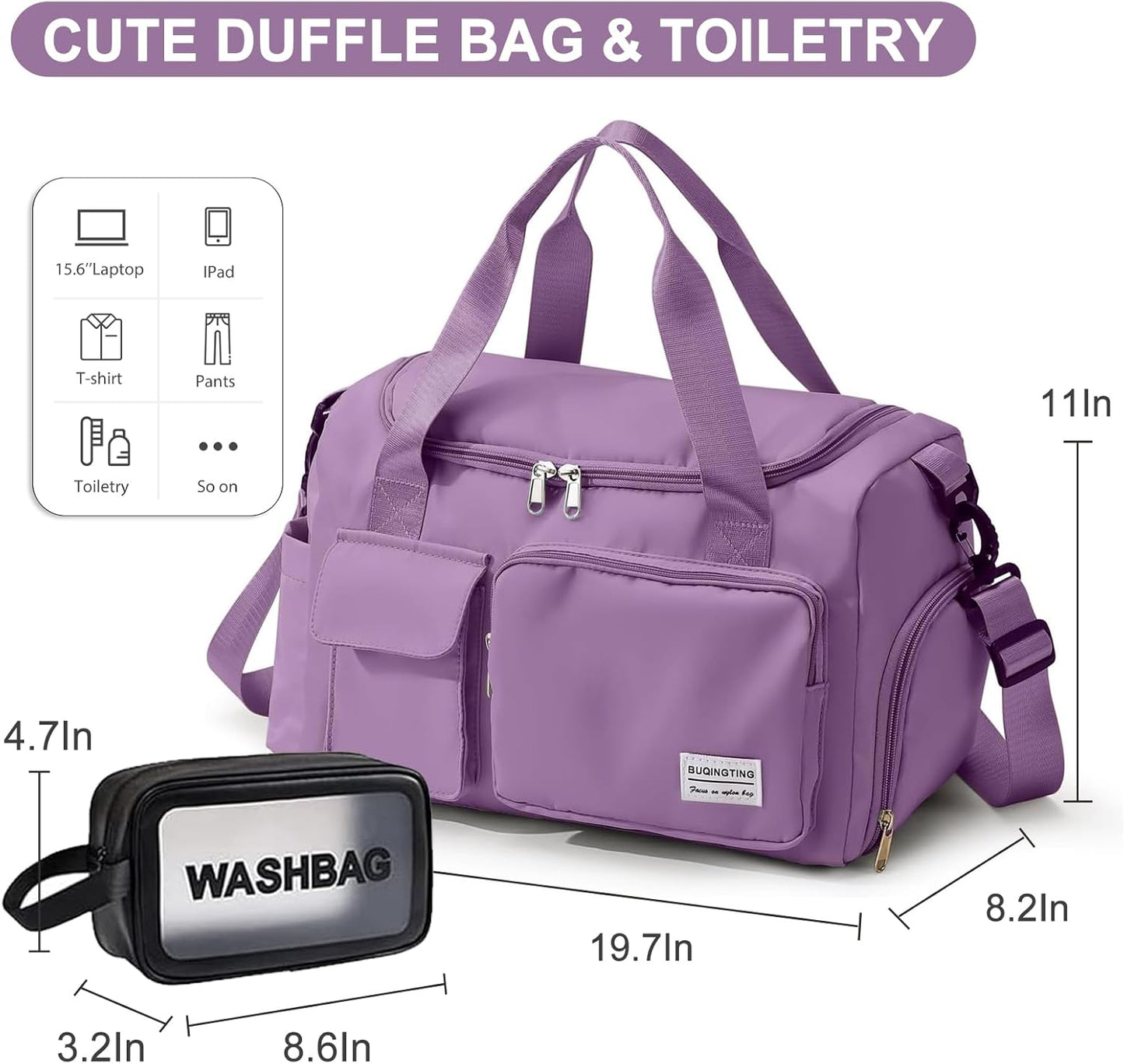 Small Gym Bag for Women, Travel Duffle Bag Carry On Weekender Bag with Shoe Compartment - Colors A