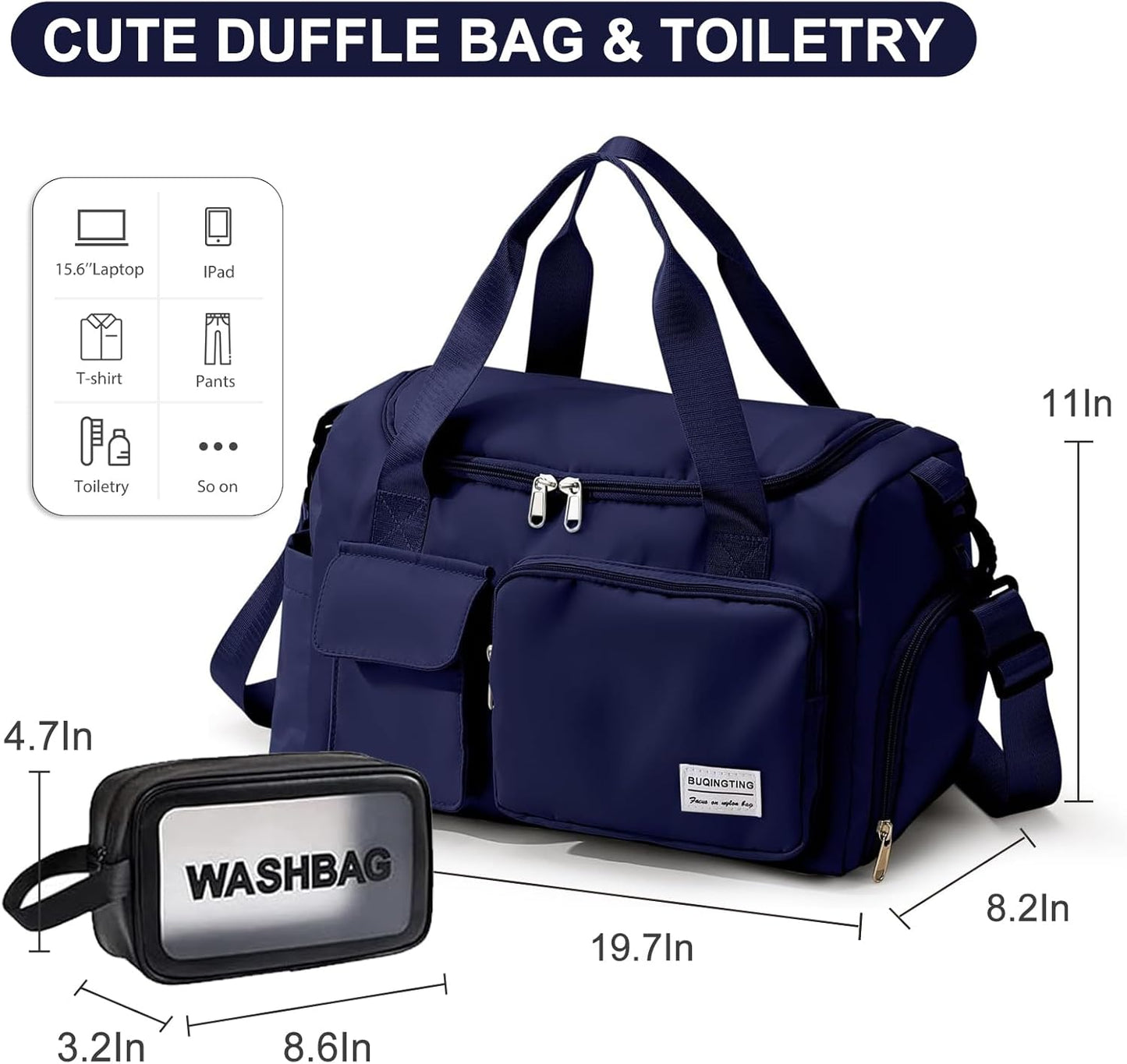 Small Gym Bag for Women, Travel Duffle Bag Carry On Weekender Bag with Shoe Compartment - Colors A