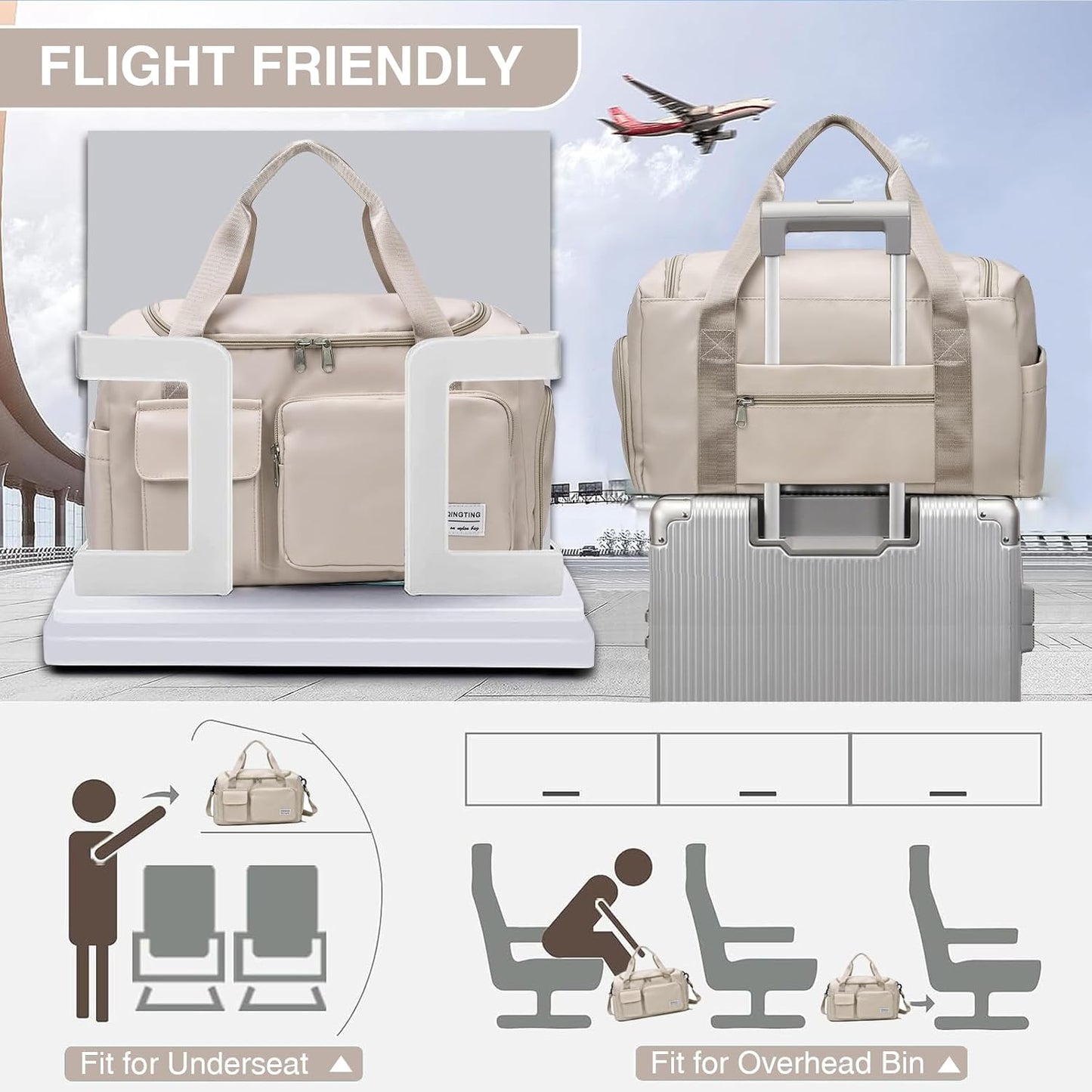 Small Gym Bag for Women, Travel Duffle Bag Carry On Weekender Bag with Shoe Compartment - Colors A
