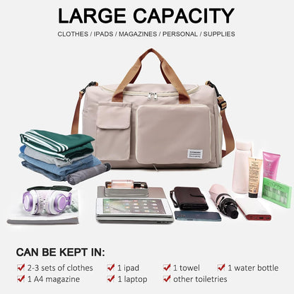Small Gym Bag for Women, Travel Duffle Bag Carry On Weekender Bag with Shoe Compartment - Colors A