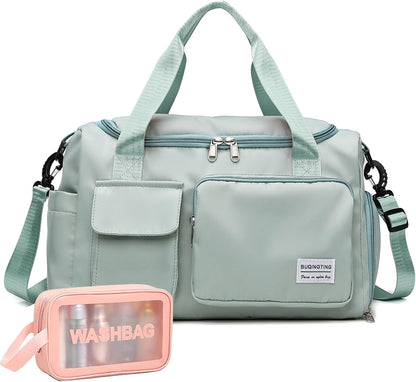 Small Gym Bag for Women, Travel Duffle Bag Carry On Weekender Bag with Shoe Compartment - Colors A