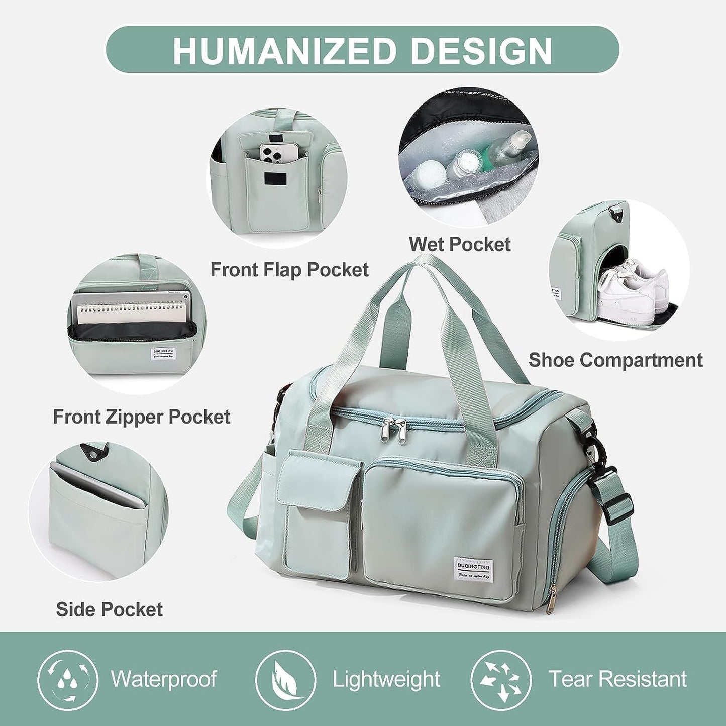 Small Gym Bag for Women, Travel Duffle Bag Carry On Weekender Bag with Shoe Compartment - Colors A