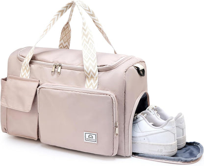 Small Gym Bag for Women, Travel Duffle Bag Carry On Weekender Bag with Shoe Compartment - Colors A